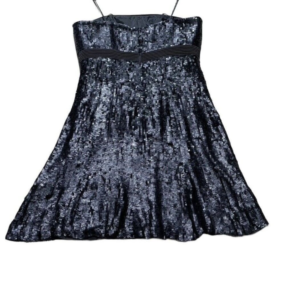 Strapless Black Sequin Cocktail Dress Knee-Length by BADGLEY MISCHKA - Picture 6 of 14